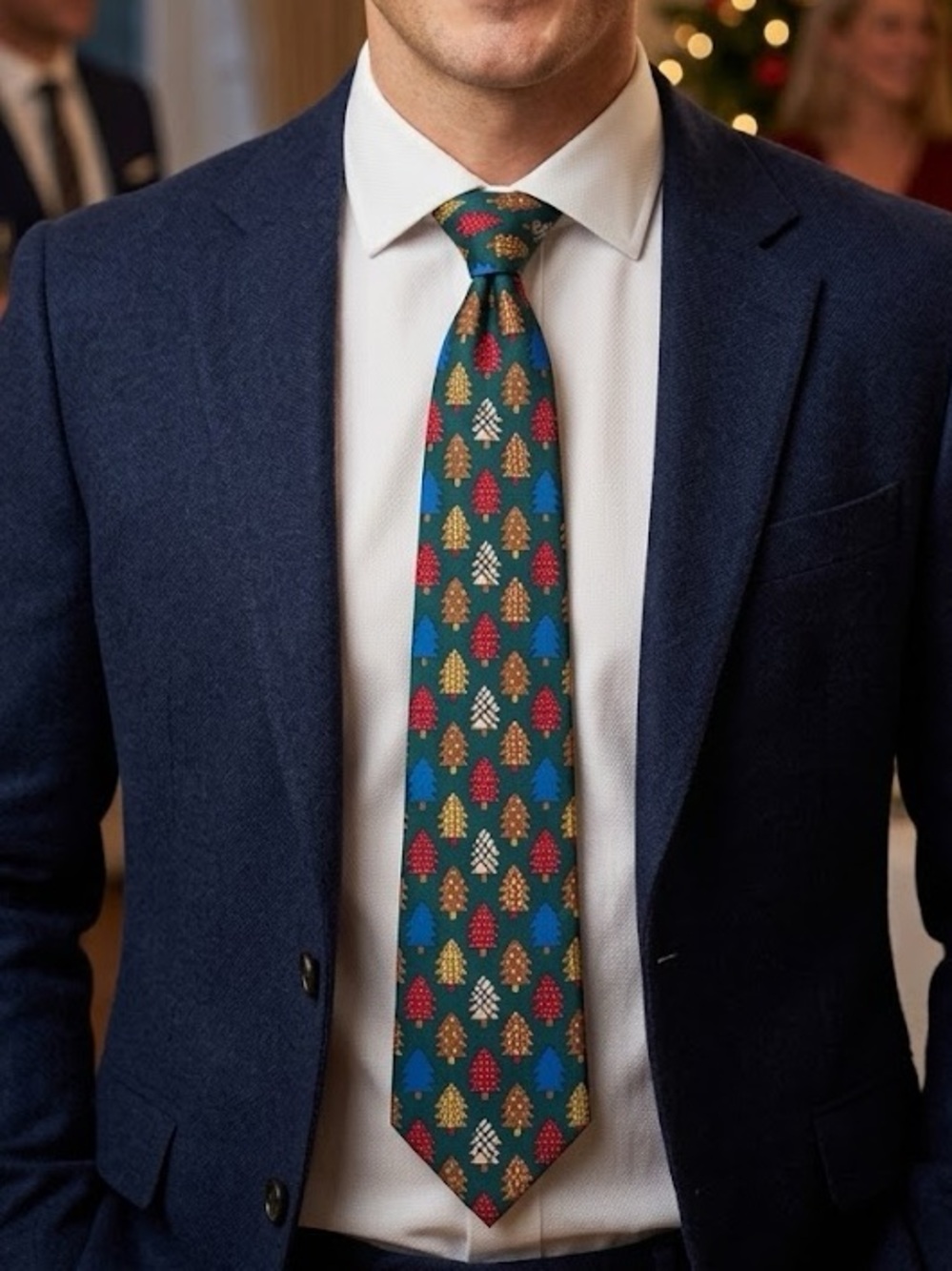 Vintage Burberry Christmas Tree Print Tie